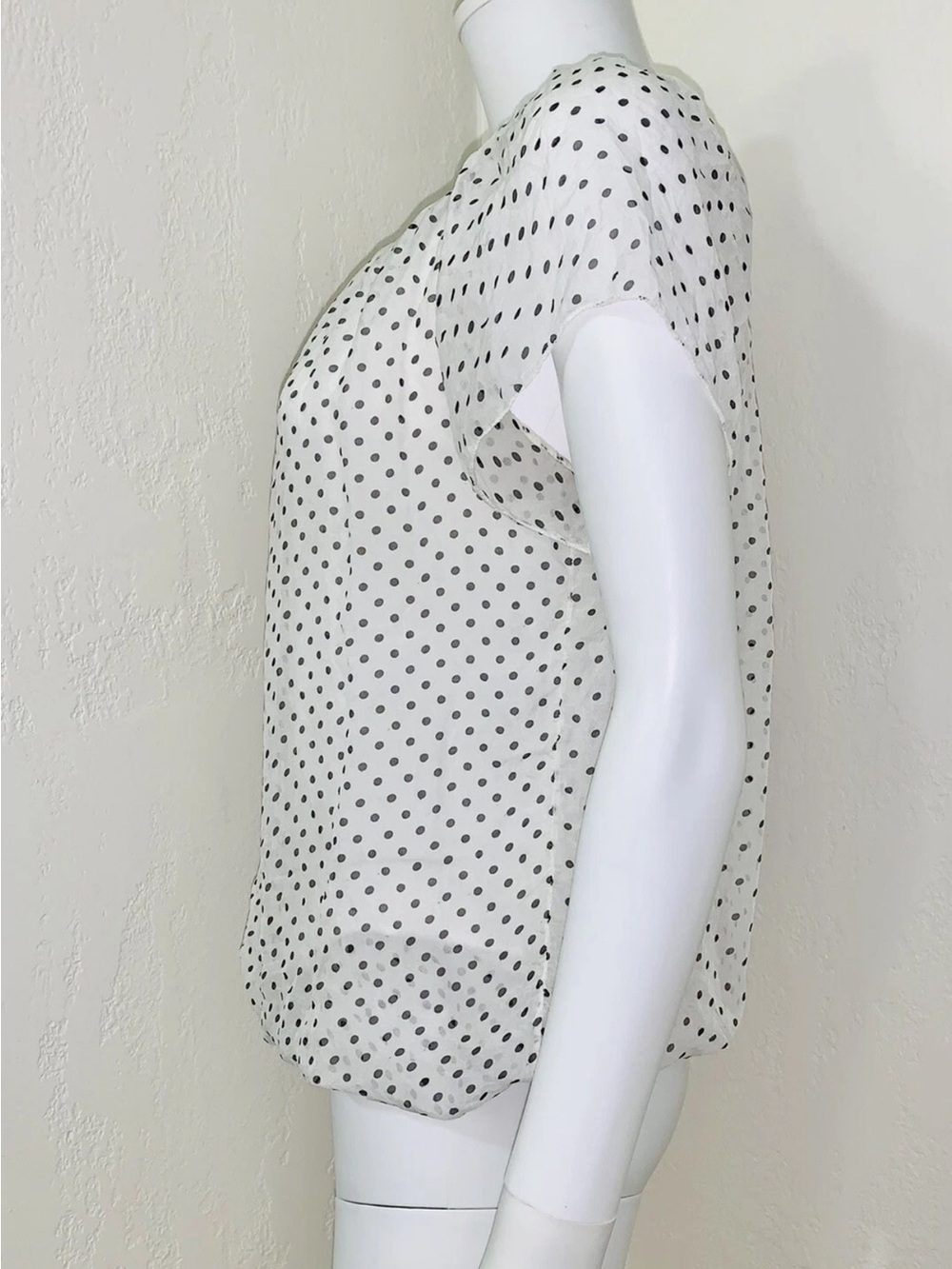 Luisa Ricci White Silk Polka Dot Short Sleeve Blouse S - Picture 7 of 11